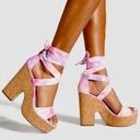 Shoedazzle Watercolor tie dye cork lace up wedges  Photo 0