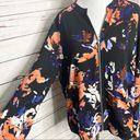 Apt. 9  Floral Print Casual Bomber Jacket Size XL Black Pink Blue White Photo 3