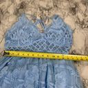 Embroidery Floral Mesh Overlay Lace detail Maxi Dress Blue size Medium Photo 4