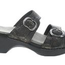 Dansko  Sophie Shagreen Metallic Python Leather Chunky Sandal Black Silver 11 Photo 0