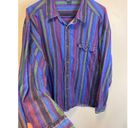 Basic 955 Jeans Bright Colorful Vintage Denim Striped Long Sleeve Button Up XL Photo 5