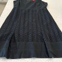 Oscar de la Renta  black fit flare sleeveless floral eyelet knee length dress Photo 6