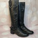 Bandolino Cavana Black Leather Riding Boots Size 8.5 w/buckle Detail Photo 4