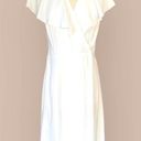 Vince  White Wrap Dress Flutter Sleeve V-Neck Ruffle Cape Midi Designer XS NWOT Photo 13