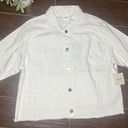 Rafaella  Weekend floral Embroidery white denim 3/4 sleeved jacket sz Large Photo 0