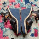 Coach  Eaton Black Leather Denim Wedge Sandals Size 8.5 Photo 7