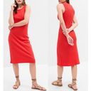 Gap  Sleeveless Crewneck Straight Cut Fitted Ribbed Tank Midi Dress Red XS Photo 1