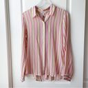 J Brand  Neon Stripe Button Down Button-Back Long Sleeve Semi Sheer NWT M Photo 1