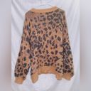 Aerie  Brown Leopard Print Crew Neck Oversized Chunky Knit Sweater size XL Photo 6