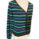 Xxi  Womens Cardigan Sweater Stripe Long Sleeve Button Front V Neck Blue Large Photo 3