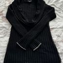 Banana Republic Luxury Cashmere Blend Black Wool Cashmere Deep Cowl Neck Cable Knit Sweater, size S Photo 6