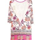 Chico's NWT Chico’s Floral Print Fitted Short Dress Pink Combo 3/4 Sleeves Womens 0 | XS Photo 4