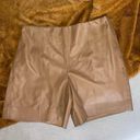 Vince  Brown Leather High Waist Shorts Photo 3