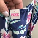 PINK - Victoria's Secret  BLUE FLORAL VELVET CUTOUT CHEEKY SWIMSUIT M Photo 2