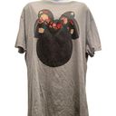 Disney  Womens SS T-Shirt Minnie Mouse Floral Gray Sz 2X PolyCotton Jersey Knit Photo 0