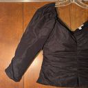 Something Navy  Black Ruched Puff Shoulder Blouse. Size S Photo 3