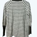 Doe & Rae  Pullover White & Gray Striped Zippered Shirt Medium Photo 6