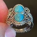 Turquoise stone silver plated ring size 4 Photo 7