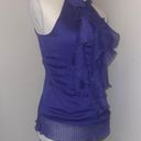 Iz Byer California Purple Ruffled Tie Neck Halter Blouse Photo 4