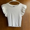 ZARA White Flutter Sleeve Top Photo 0