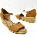 Ralph Lauren  "Chrissie" Womens Tan Genuine Suede Sandal Wedge Heels Size 9 Photo 0