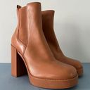 Gianni Bini Ah-Mazed Caramel Brown Leather Block Heel Platform Chelsea Boots Photo 1