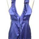 BCBGMAXAZRIA  Persian Blue Halter Silk Top Shirt size Medium Alexis Bellino y2k Photo 0