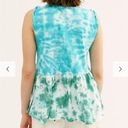 We The Free Free People  Teal Sleeveless Tie-dye Anytime Peplum tank top  SIZE M Photo 1