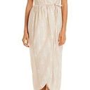 Rebecca Taylor  Dress Womens 10 Biege Tulip Wrap Marzipan Combo Midi V Neck Photo 0