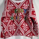 Holiday Time  Merry Christmas Sequin Logo Ugly Christmas Sweater XL Fuzzy Glitter Photo 0