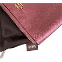 Coach  Maroon Pink Metallic Pebbled Leather Zippered Pouch, 6 1/4" x 4" Photo 4