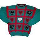 Jordache Vintage 90s  heart print green sweater Photo 7