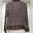 Hinge EUC  brown paisley V neck blouse - Medium Photo 3