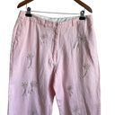 Saint Tropez West  Women Linen Crop Pants Palm Tree Print Size 16 Pink Beachy Photo 7