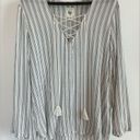 Billabong Same Story Hoodie White Stripe 100% Cotton Beach Size Medium Photo 4