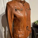 Vera Pelle Lory  ITALIAN BEAUTIFUL GENUINE LEATHER  BELTED JACKET , MADE WITH SOFT LAMBSKIN ! COLOR : BROWN DISTRESSED motorcycle Sz 42 Cognac Solofra Italy Photo 1