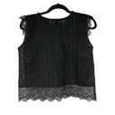 Chicwish  Black Lace Crochet Trim Flutter Sleeve Top Photo 1