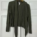 Chico's  Rayon Wrap Sweater Top Olive Green Shawl Collar Long Sleeve 2 Photo 0