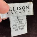 Allison Taylor  Vintage Brown Rayon Silk 3/4 Sleeve Velvet Reversible Bolero M Photo 3