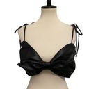 Pilcro Anthropologie Black Faux Leather Bandeau Crop Top Photo 1