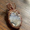 Dendritic Opal smoky quartz wire wrap wrapped pendant copper handmade artisan Orange Photo 9