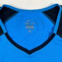 Nike Dri Fit Short Sleeve Blue Black V-Neck T-shirt Size Small Photo 4