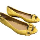 Frye Wedges  Yellow Leather Buckle Detail Peep Toe Wedges, Sz 8 Photo 1