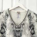 Chico's  Grey White Snake Print Cozy Embellished V Neck Poncho Sweater S/M Photo 1