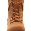 st. john's bay  Womens Boots Sz 6.5 Yumma Cognac Stacked Heel Lace Up Brown NEW Photo 1