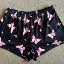 Black Pajama Shorts Pink Butterflies Size Large Photo 1