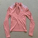 Adidas Training 1/4 zip long sleeve top with three stripe in pink Photo 4