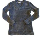 Orvis  Marled Navy Chenille V-Neck Sweater Photo 3