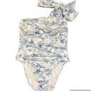 Victoria's Secret Victoria’s Secret Bow One Shoulder One Piece White and Blue Floral Size Large Photo 3