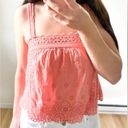 Coco + Jaimeson Pink Eyelet Embroidered Cropped Cami Top sz Small Photo 3